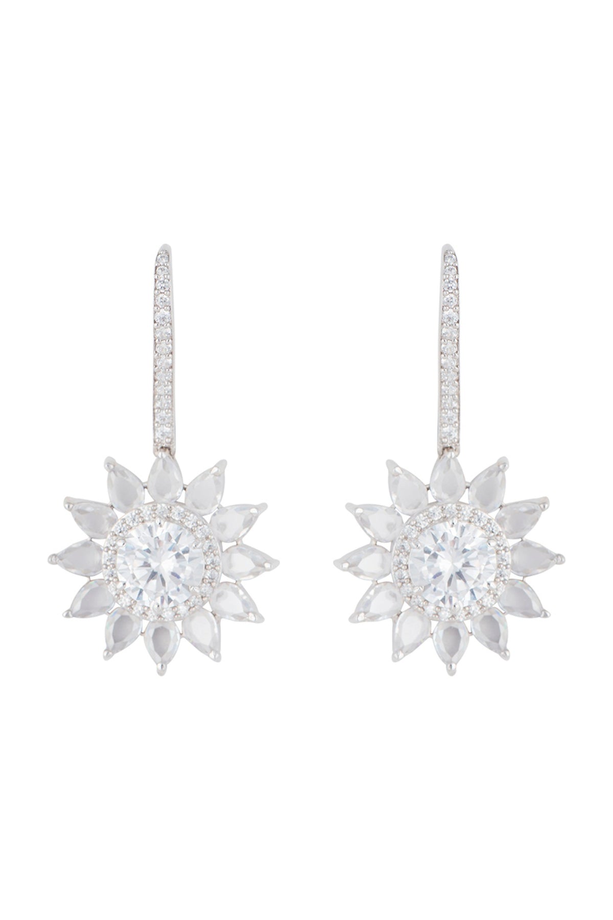 Silver plated diamond earrings