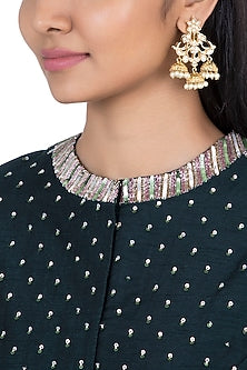 Gold plated faux kundan chandbali earrings