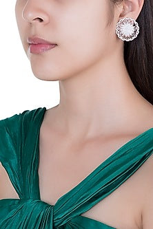 Silver plated faux diamond stud earrings