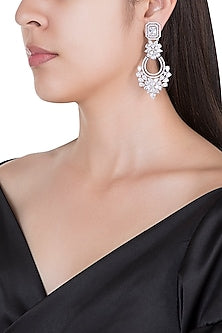 Silver plated faux diamond chandelier earrings