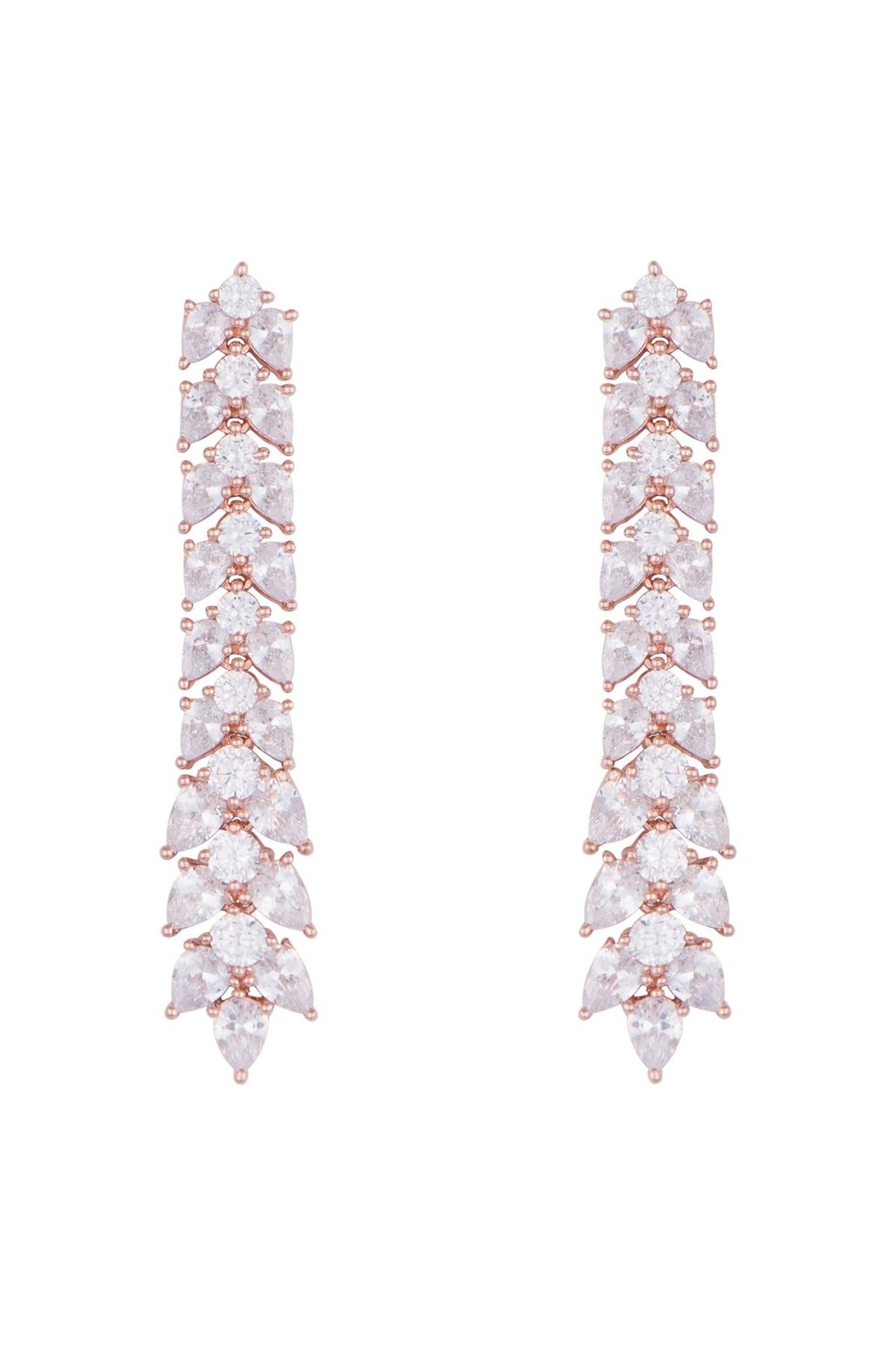 Silver plated faux diamond long earrings