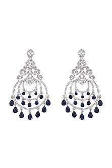 Silver plated faux diamond and sapphire earrings
