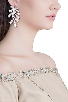 Rose Gold Plated Faux Diamond & Pearl Earrings