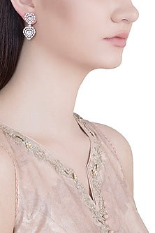 Rose Gold Plated Faux Diamond Heart Earrings