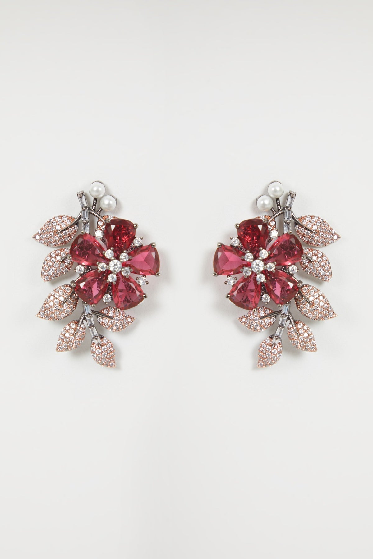 Black Rhodium Finish Diamond & Pearl Earrings