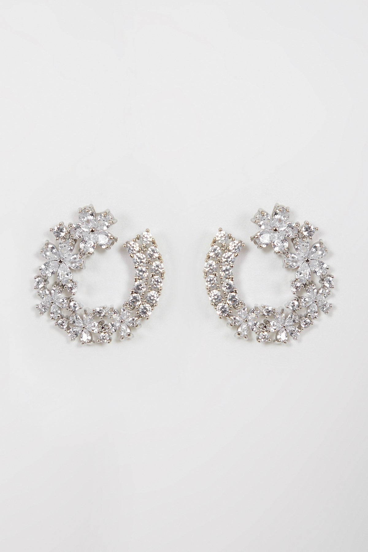 White Finish Faux Diamond Earrings