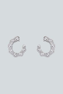 White Finish Zircon Stud Earrings