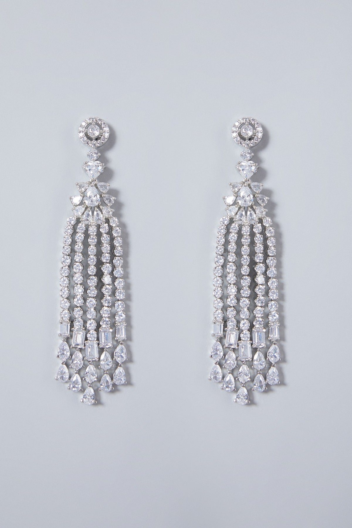 White Finish Zircon Earrings