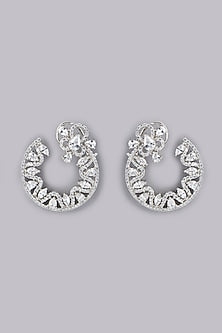 White Finish Zircon Stud Earrings
