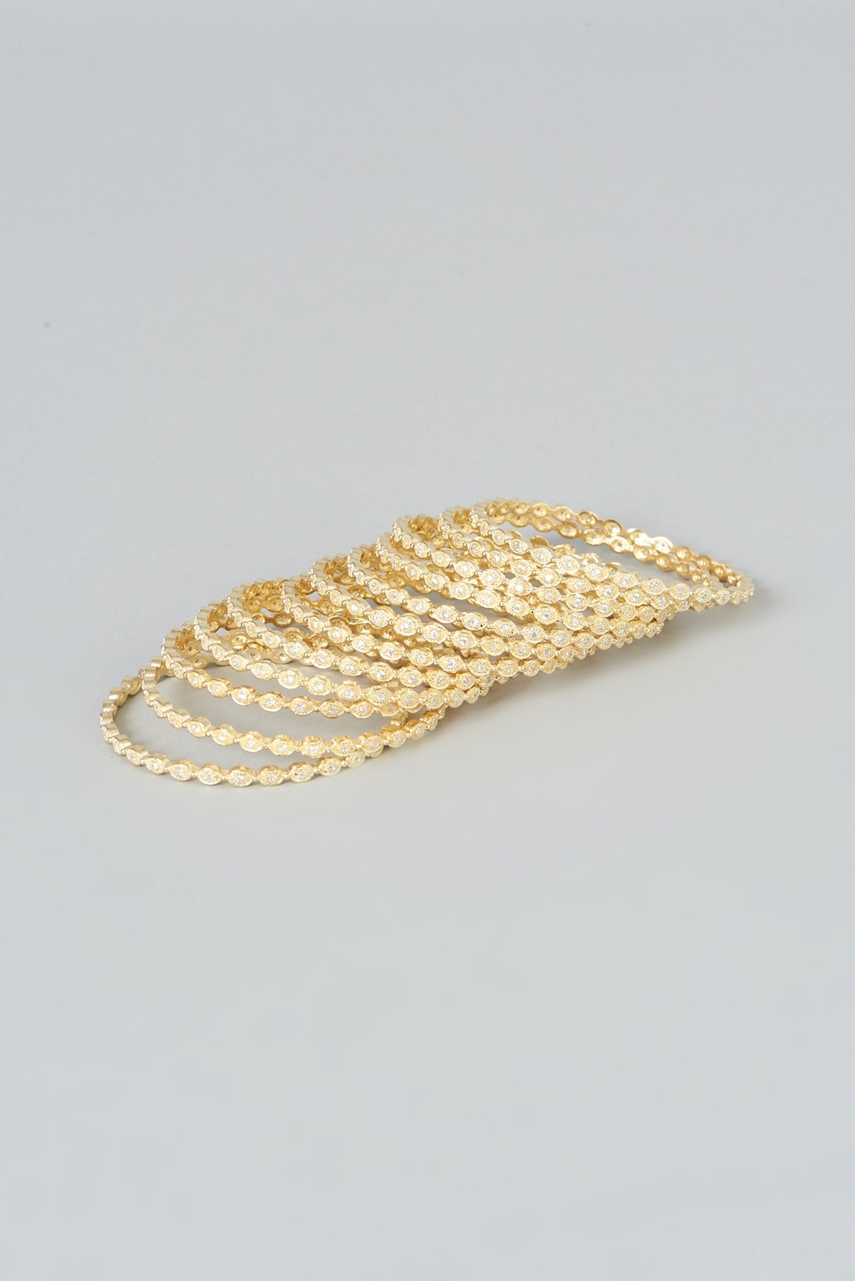Gold Finish Zircon Bangles (Set of 12)