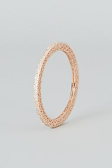 Rose Gold Finish Zircon Bangles (Set of 4)
