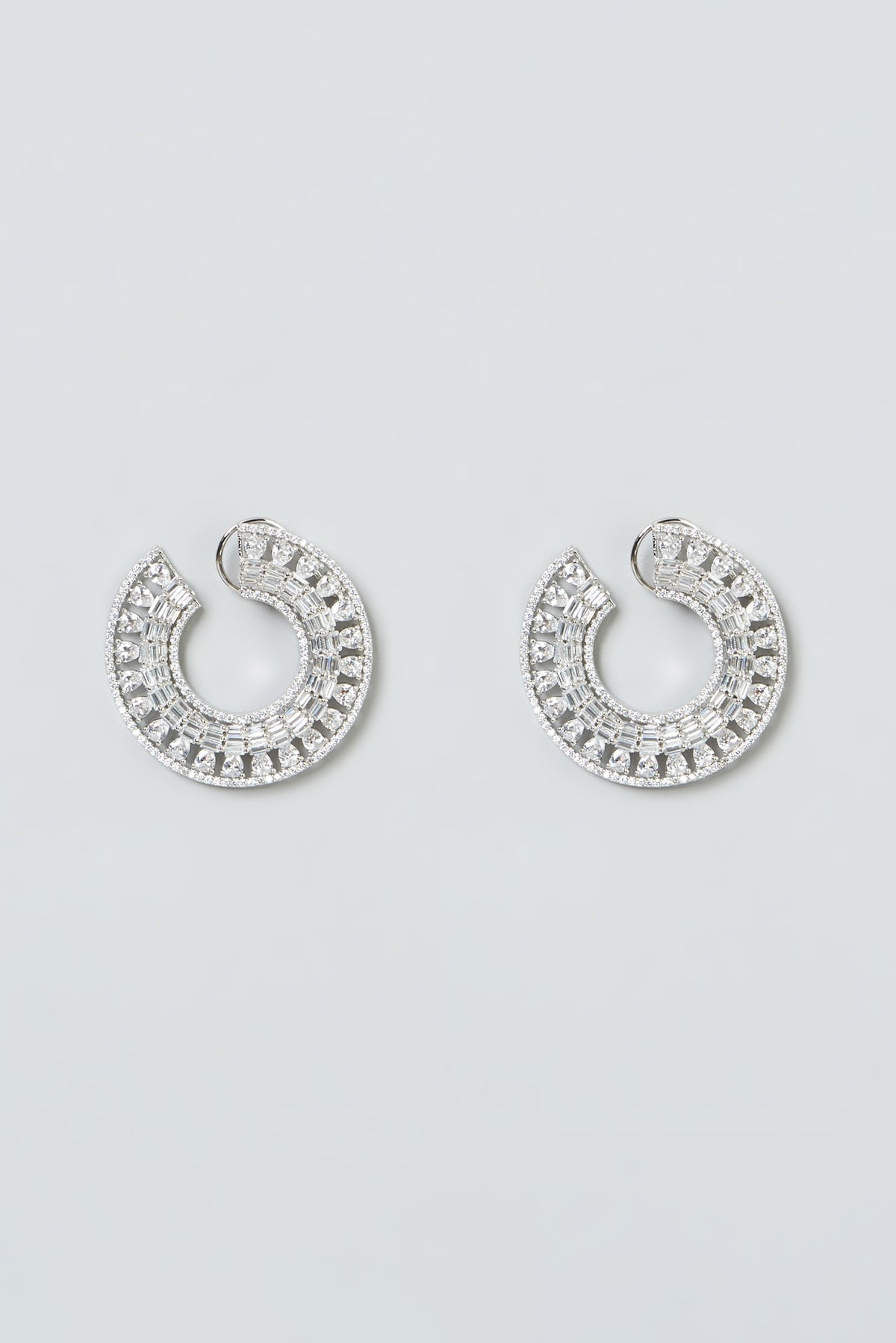 White Finish Zircon Stud Earrings