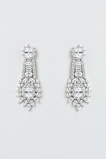 White Finish Necklace Set With Zircons