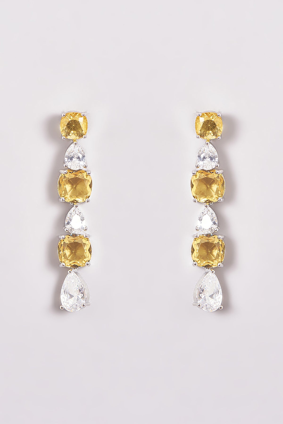 White Finish Zircon & Yellow Stone Necklace Set