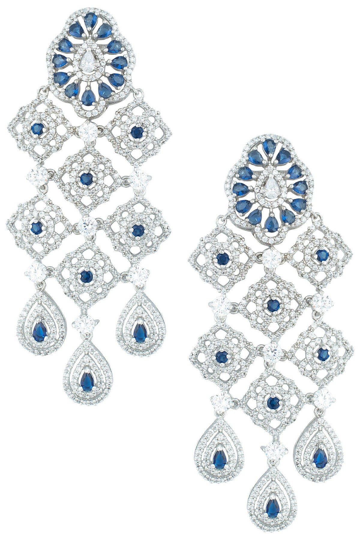 Silver plated faux sapphire earrings