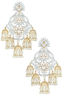Gold plated faux diamond jhumki earrings