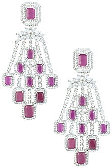 Silver plated faux ruby earrings