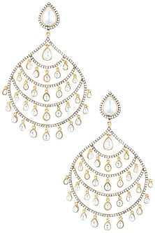 Gold plated kundan long earrings