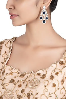 Silver plated faux sapphire earrings