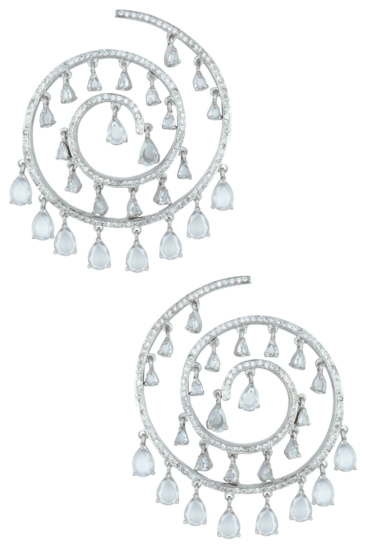 Silver plated spiral faux earrings