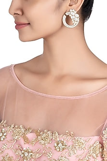 Silver plated kundan and pearl earrings