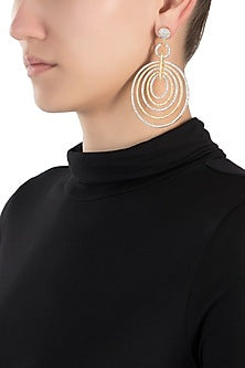 Gold and silver plated diamond multi circle earrings
