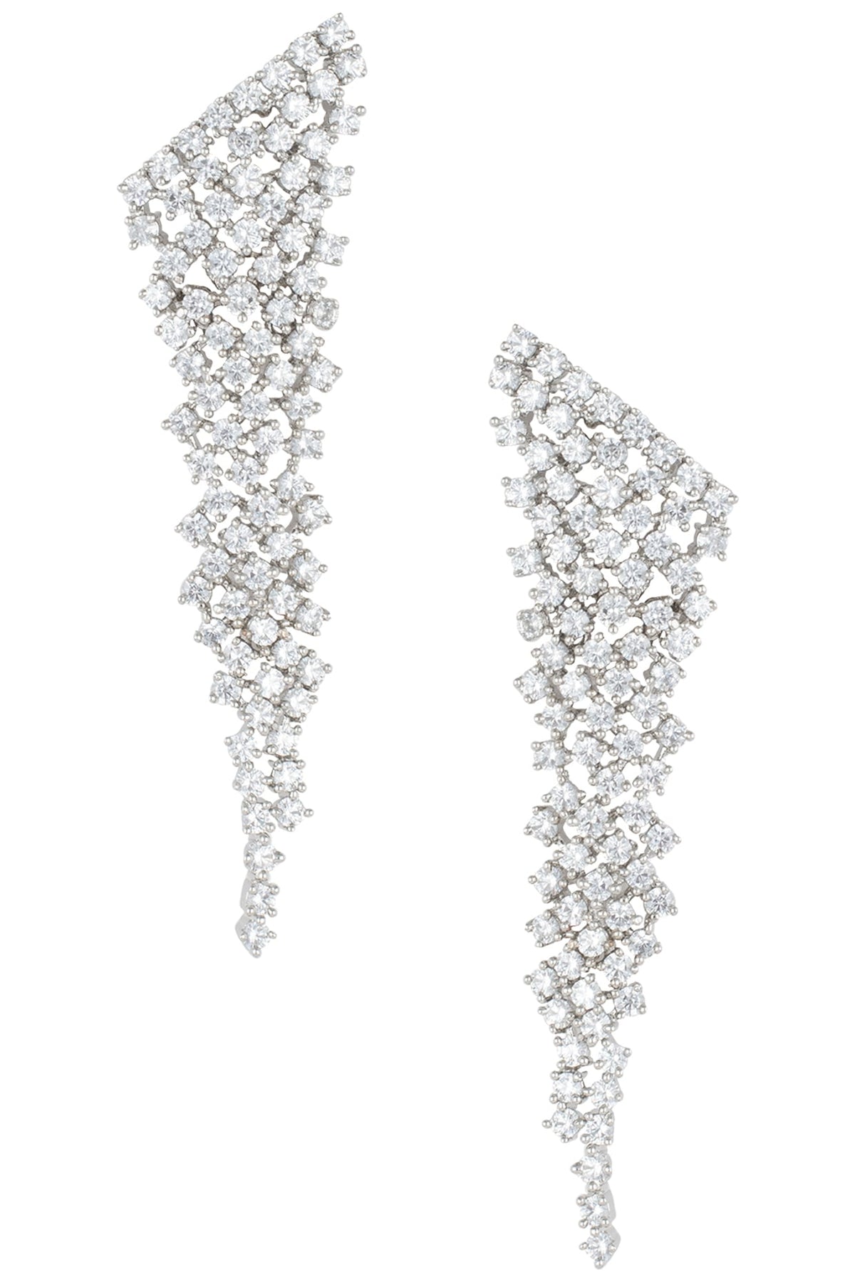 Silver plated waterfall faux diamond earrings