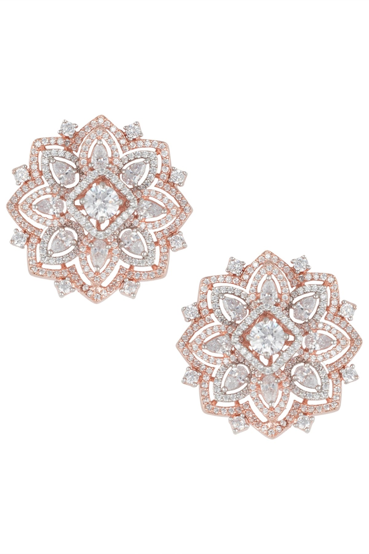 Rose gold plated oversized floral stud earrings