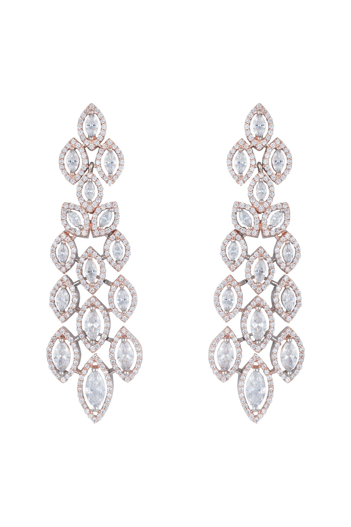 Silver plated faux diamond long earrings