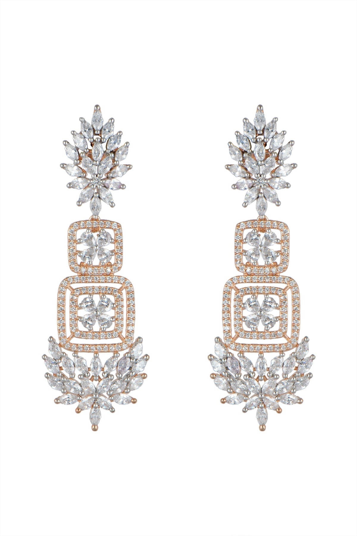 Rose Gold Finish Faux Diamond Earrings