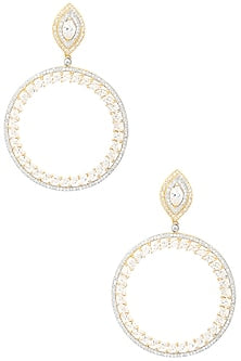 Gold Plated Round Drop American Diamonds Earrings