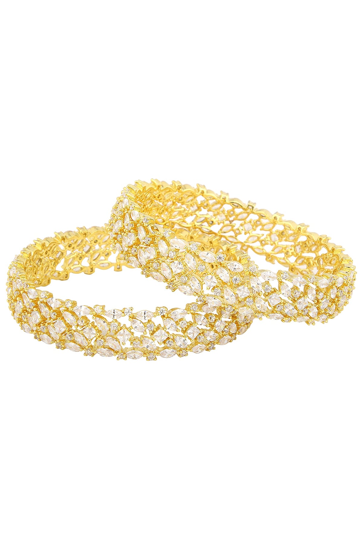 Set Of 2 Gold Plated American Diamond Bangles