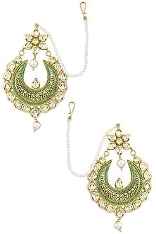 Gold Finish Textured Crescent Shaped Earrings