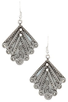 Antique Silver Finish Fish Hook Earrings