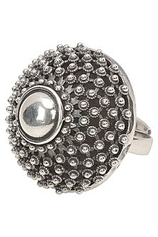 Antique Silver Finish Sunflower Ring
