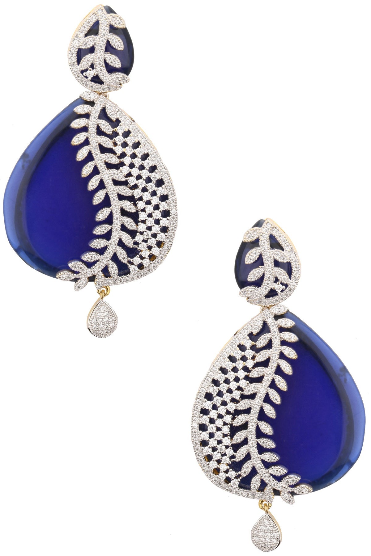 Gold Plated Blue Semi Precious Stone Earrings