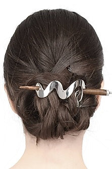 Rhodium Plated Zigzag Design Hair Pin