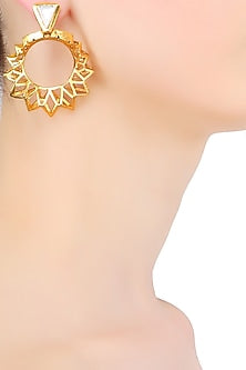 Gold Plated Crystal Stone Sunray Earrings