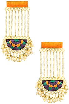 Matte Finish Semi Circle Dangler Earrings