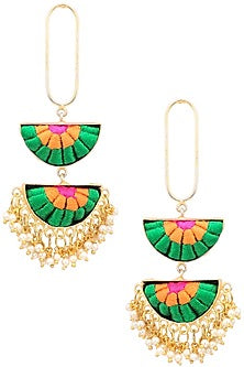 Matte Finish Semi Circle Silk Thread Earrings