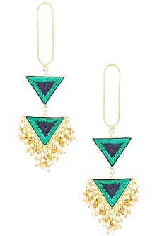 Matte Finish Triangular Two Tier Earrings
