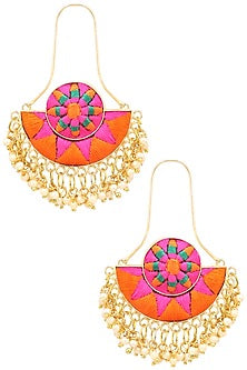 Matte Finish Silk Thread Embroidery Earrings
