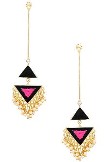 Matte Finish Triangular Two Toned Earrings