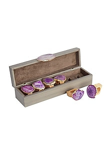Purple Agate Stone Napkin Rings (Set of 6)