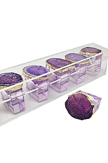 Purple Stone & Lucite Napkin Rings (Set of 6)
