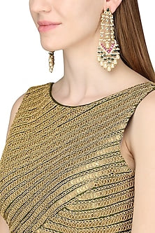Gold Plated Long Kundan Earrings