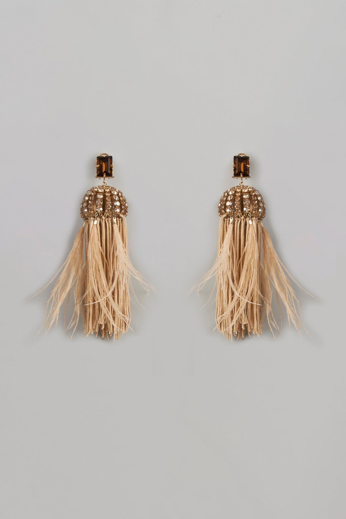 Gold Finish Feather Earrings