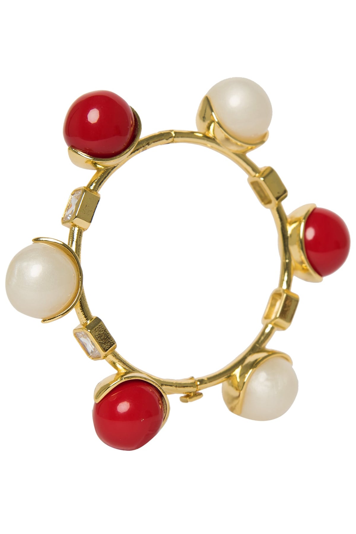 White and Red Zircon Ball Bangle