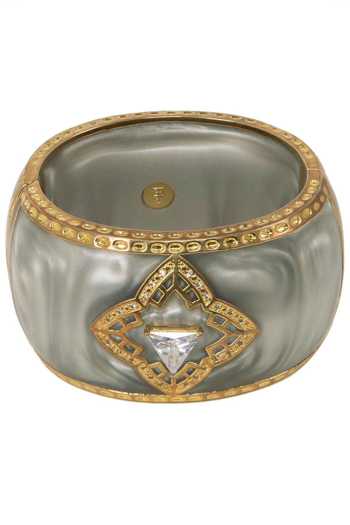 Gold Plated Grey Ellipsis Bangle