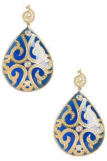 Royal Blue and Gold Fat Filigree Earrings